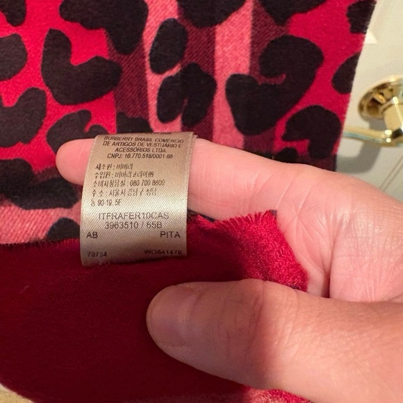 Burberry Red and Black Animal Print Scarf - Picture 5 of 6